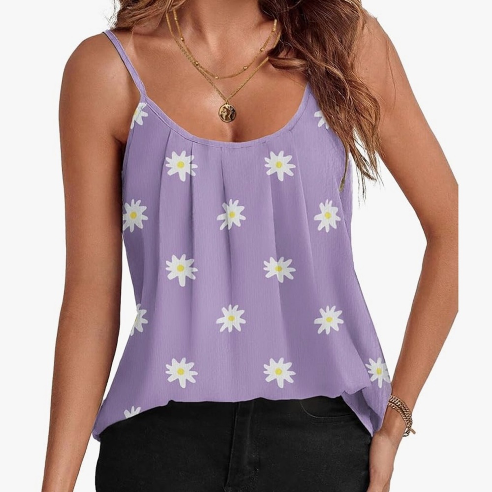 Chic Nation Purple Pleated Camisole